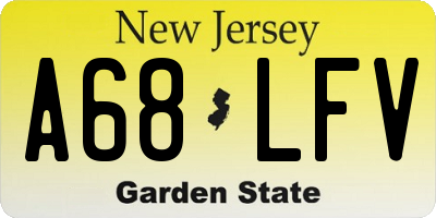 NJ license plate A68LFV