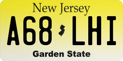NJ license plate A68LHI