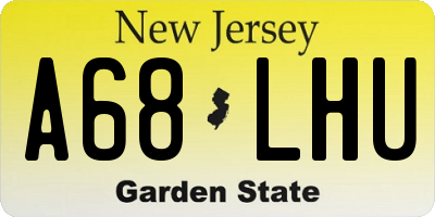 NJ license plate A68LHU