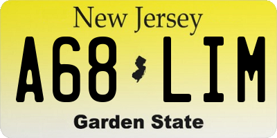 NJ license plate A68LIM