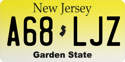 NJ license plate A68LJZ