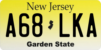NJ license plate A68LKA