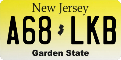 NJ license plate A68LKB