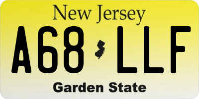 NJ license plate A68LLF