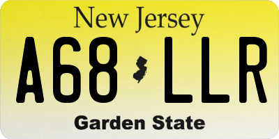 NJ license plate A68LLR