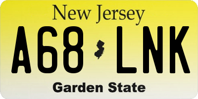 NJ license plate A68LNK