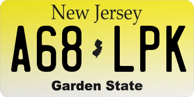 NJ license plate A68LPK