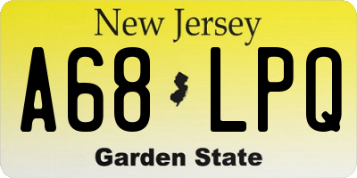 NJ license plate A68LPQ