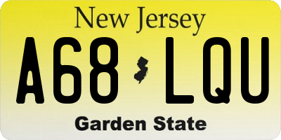NJ license plate A68LQU