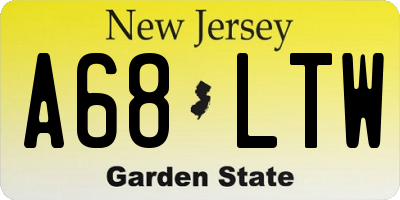 NJ license plate A68LTW