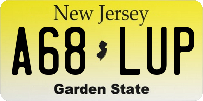 NJ license plate A68LUP