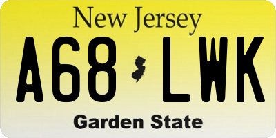 NJ license plate A68LWK