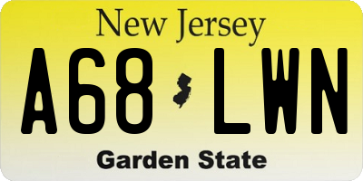 NJ license plate A68LWN