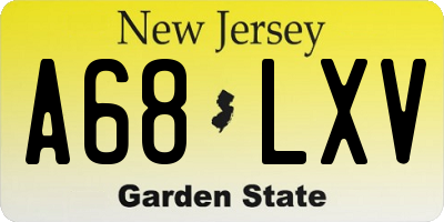 NJ license plate A68LXV