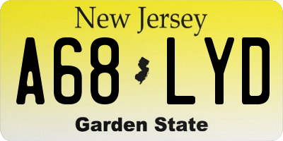 NJ license plate A68LYD