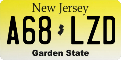 NJ license plate A68LZD