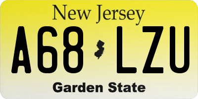 NJ license plate A68LZU