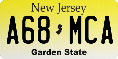 NJ license plate A68MCA