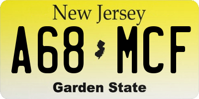 NJ license plate A68MCF