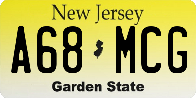 NJ license plate A68MCG
