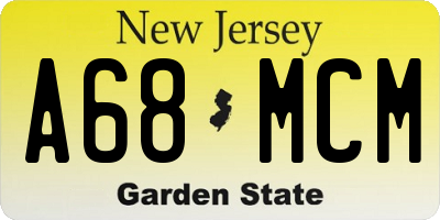 NJ license plate A68MCM