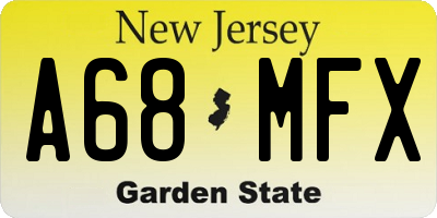 NJ license plate A68MFX