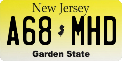 NJ license plate A68MHD
