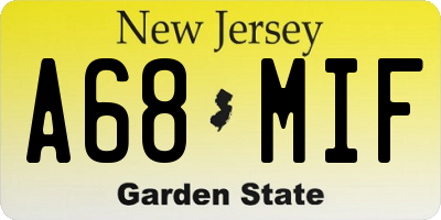 NJ license plate A68MIF