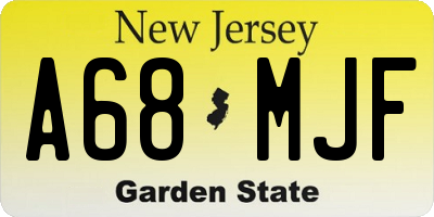 NJ license plate A68MJF