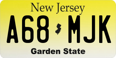 NJ license plate A68MJK