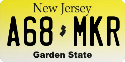 NJ license plate A68MKR