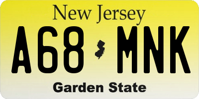 NJ license plate A68MNK