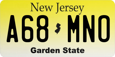NJ license plate A68MNO