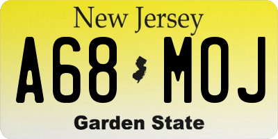 NJ license plate A68MOJ
