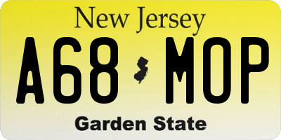 NJ license plate A68MOP