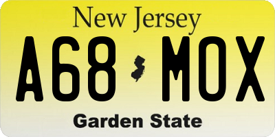 NJ license plate A68MOX