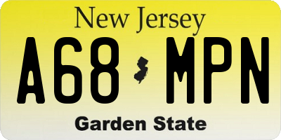 NJ license plate A68MPN