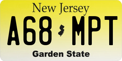 NJ license plate A68MPT