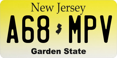 NJ license plate A68MPV