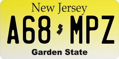NJ license plate A68MPZ