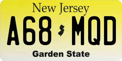 NJ license plate A68MQD