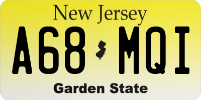 NJ license plate A68MQI