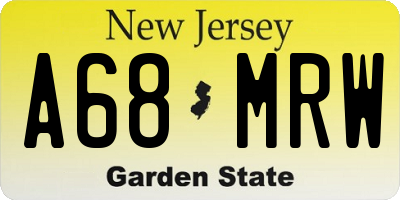 NJ license plate A68MRW