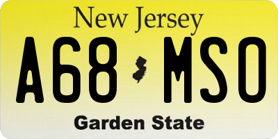 NJ license plate A68MSO