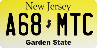 NJ license plate A68MTC