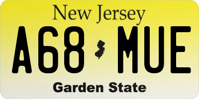 NJ license plate A68MUE