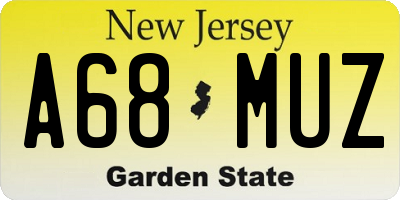 NJ license plate A68MUZ