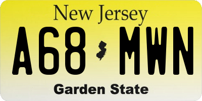 NJ license plate A68MWN