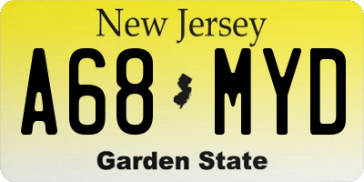 NJ license plate A68MYD