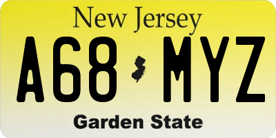 NJ license plate A68MYZ